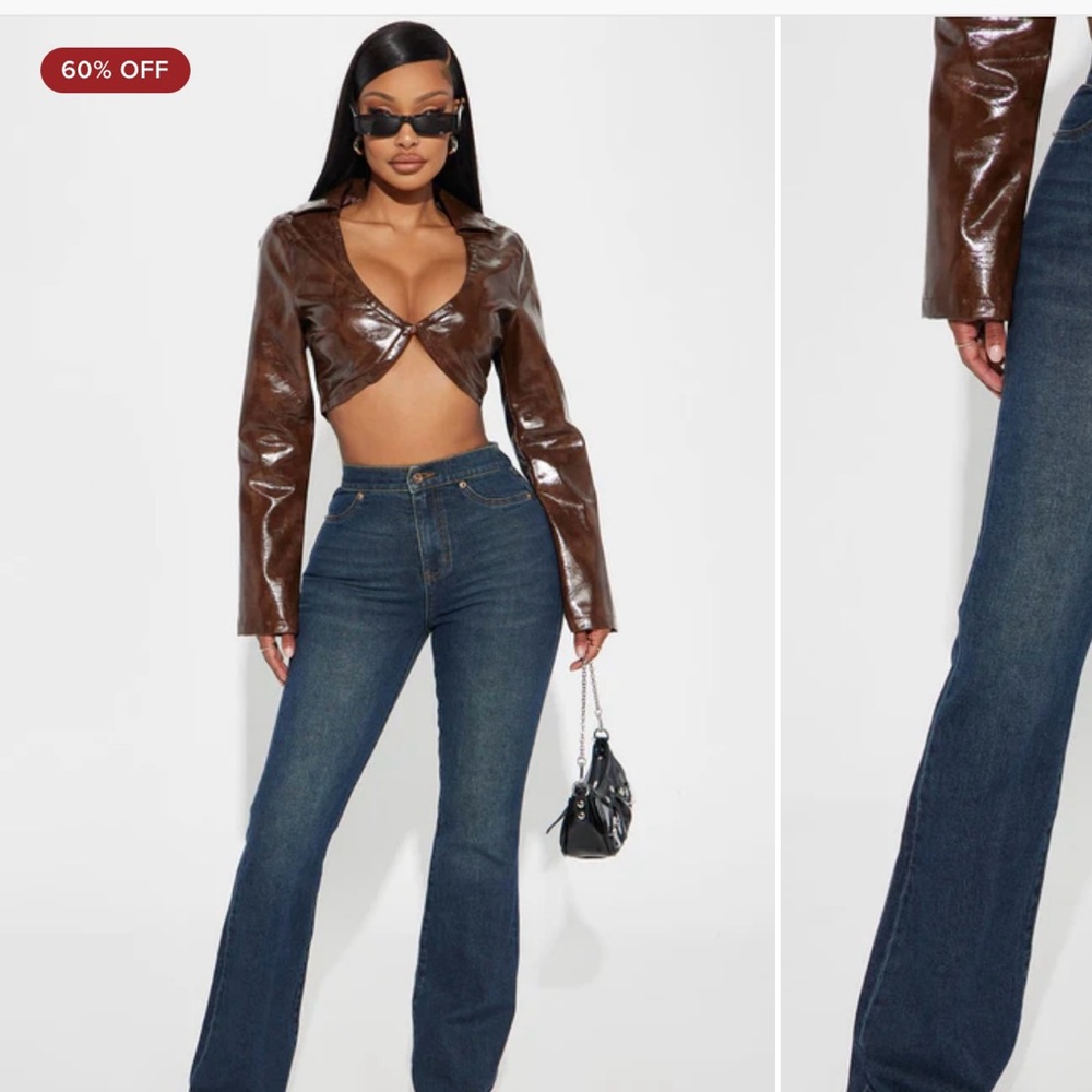 Fashion Nova Deep Indigo Flare Jeans